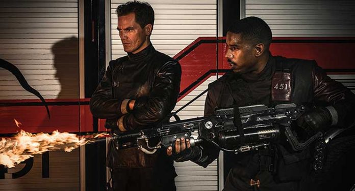 Michael B. Jordan and Michael Shannon in Fahrenheit 451 (2018)