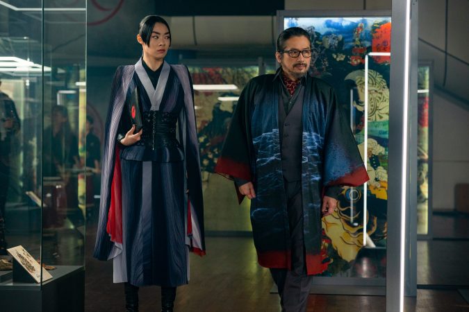 Rina Sawayama as Akira Shimazu and Hiroyuki Sanada as Shimazu in John Wick: Chapter 4. Photo Credit: Murray Close